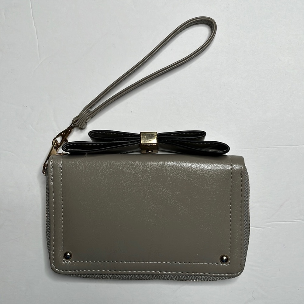 Taupe color Wristlet with Bow Detail